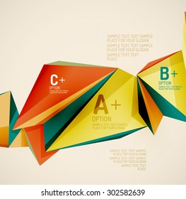 3d geometric shapes in the air. Vector abstract background. Business futuristic presentation layout or web interface or app cover. Universal composition