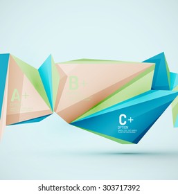 3d geometric shapes in the air. Vector abstract background. Business futuristic presentation layout or web interface or app cover. Universal composition