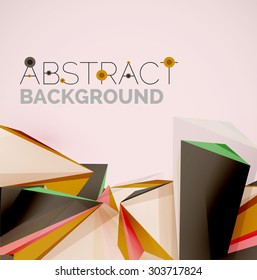 3d geometric shapes in the air. Vector abstract background. Business futuristic presentation layout or web interface or app cover. Universal composition