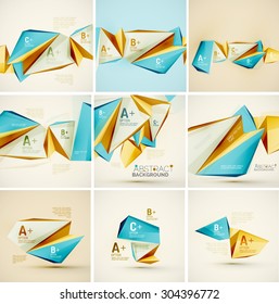 3d geometric shapes in the air. Vector abstract background. Business futuristic presentation layout or web interface or app cover. Universal composition