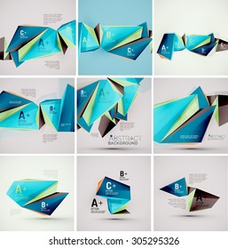 3D geometrische Formen in der Luft. Abstrakter Vektorhintergrund. Business Futuristic Präsentation Layout oder Web Interface oder App Cover. Universalzusammensetzung