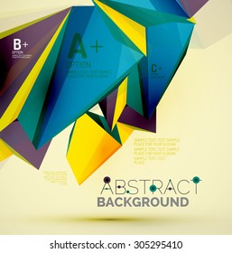 3d geometric shapes in the air. Vector abstract background. Business futuristic presentation layout or web interface or app cover. Universal composition