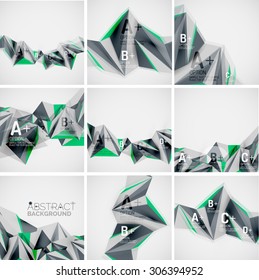 3d geometric shapes in the air. Vector abstract background. Business futuristic presentation layout or web interface or app cover. Universal composition