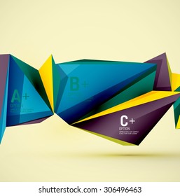 3d geometric shapes in the air. Vector abstract background. Business futuristic presentation layout or web interface or app cover. Universal composition