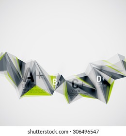 3d geometric shapes in the air. Vector abstract background. Business futuristic presentation layout or web interface or app cover. Universal composition