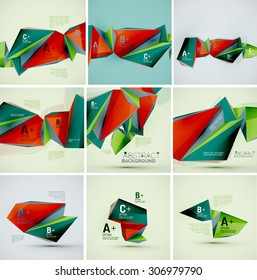 3 d formas geométricas en el aire. Fondo abstracto vectorial. Diseño de presentación futurista de negocios o interfaz web o portada de aplicación. Composición universal