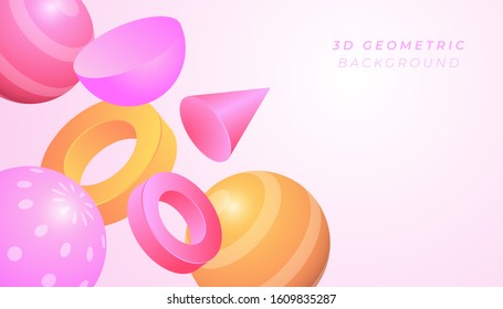 3d geometric shapes background with pastel gradient color, applicable for wallpaper, poster, banner vector template