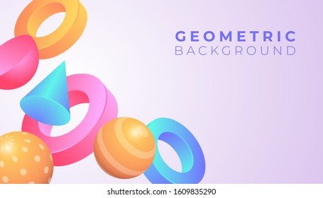 3d geometric shapes background with pastel gradient color, applicable for wallpaper, poster, banner vector template