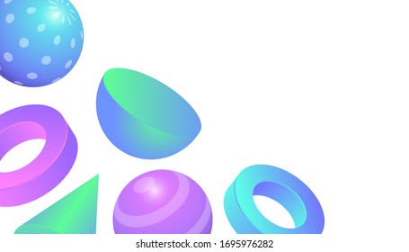 3d geometric shapes background with pastel gradient color, applicable for wallpaper, poster, banner vector template
