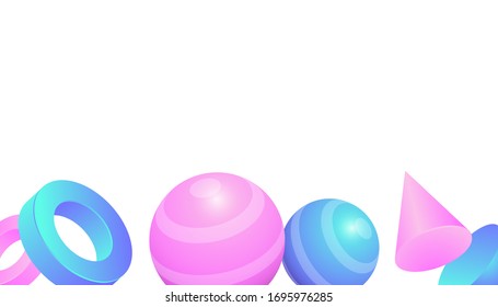 3d geometric shapes background with pastel gradient color, applicable for wallpaper, poster, banner vector template