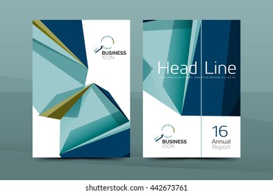 3d geometric shapes design a4 cover. Vector business corporate brochure identity template