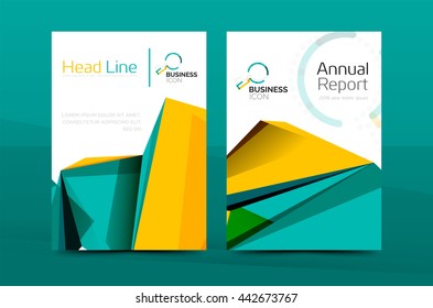 3d geometric shapes design a4 cover. Vector business corporate brochure identity template