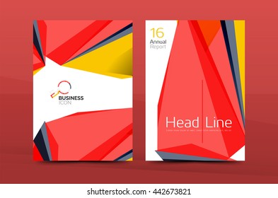 3d geometric shapes design a4 cover. Vector business corporate brochure identity template