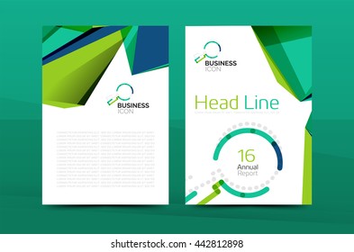 3d geometric shapes design a4 cover. Vector business corporate brochure identity template