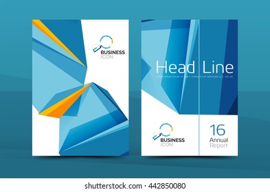 3d geometric shapes design a4 cover. Vector business corporate brochure identity template