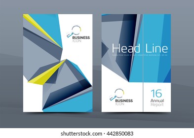 3d geometric shapes design a4 cover. Vector business corporate brochure identity template