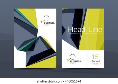 3d geometric shapes design a4 cover. Vector business corporate brochure identity template