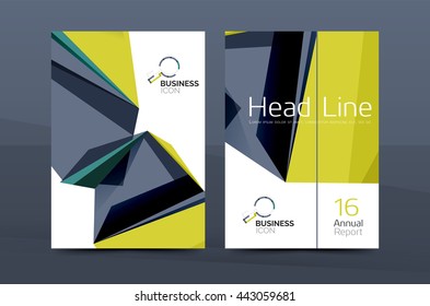 3d geometric shapes design a4 cover. Vector business corporate brochure identity template