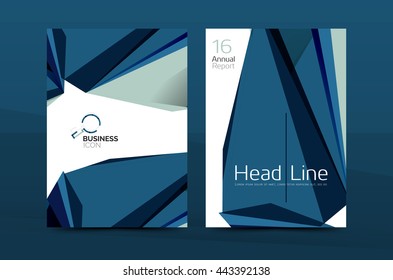 3d geometric shapes design a4 cover. Vector business corporate brochure identity template