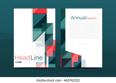 3d geometric shapes design a4 cover. Vector business corporate brochure identity template