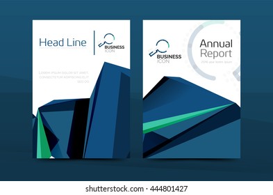 3d geometric shapes design a4 cover. Vector business corporate brochure identity template