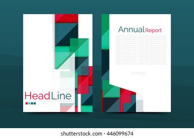 3d geometric shapes design a4 cover. Vector business corporate brochure identity template