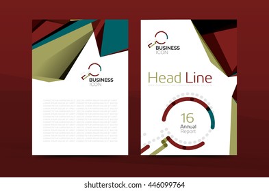 3d geometric shapes design a4 cover. Vector business corporate brochure identity template