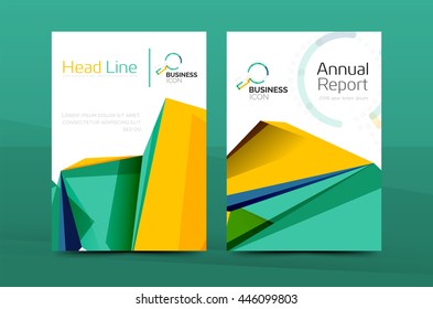 3d geometric shapes design a4 cover. Vector business corporate brochure identity template