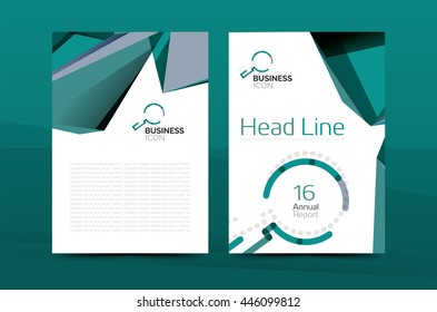 3d geometric shapes design a4 cover. Vector business corporate brochure identity template