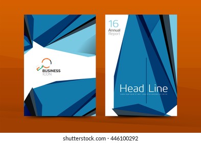 3d geometric shapes design a4 cover. Vector business corporate brochure identity template