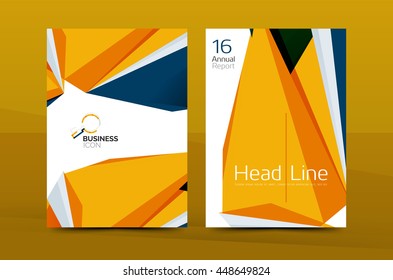 3d geometric shapes design a4 cover. Vector business corporate brochure identity template