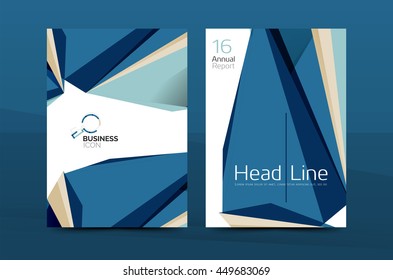 3d geometric shapes design a4 cover. Vector business corporate brochure identity template