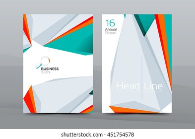 3d geometric shapes design a4 cover. Vector business corporate brochure identity template