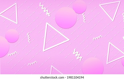 3d geometric Shapes. Minimal Pattern. Pink Abstract Poster. Colorful Geometric Background. Pink Minimal Concept. Pink Flow