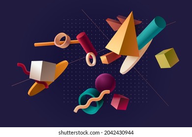 3d Geometric Shapes Realistic Vector Design Stock Vector (royalty Free 