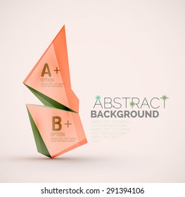 3D geometrische Formen mit Beispieltext. Abstrakte Vorlage mit Platz für Text- oder Infografik-Optionen. Dreiecke, Quadrate, Würfel, Rechtecke im glänzenden Stil. Vektorgrafik.