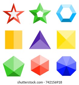 3D geometric shapes. A set of three-dimensional colored geometric shapes. Flat design, vector illustration, vector.