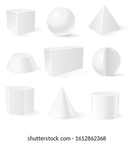 3d geometric shapes. Vector illustration isolated on white background
