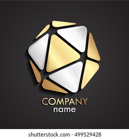 3d geometric silver,golden, logo