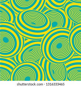 3d geometric striped donuts seamless repetitive vector pattern background