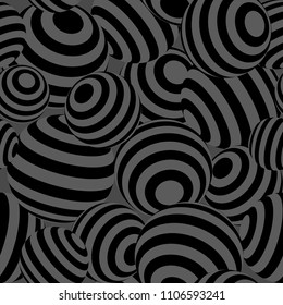 3d geometric striped spheres seamless repetitive vector pattern
