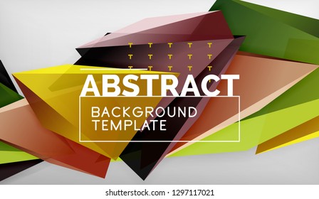 3d formas triangulares geométricas de fondo abstracto, composición de triángulos de color sobre fondo gris, fondo de pantalla conceptual empresarial o de alta tecnología, ilustración vectorial