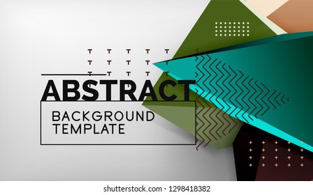 3d formas triangulares geométricas de fondo abstracto, composición de triángulos de color sobre fondo gris, fondo de pantalla conceptual empresarial o de alta tecnología, ilustración vectorial