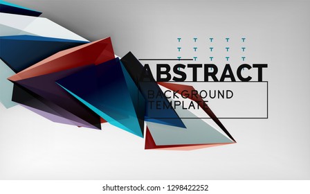 3d formas triangulares geométricas de fondo abstracto, composición de triángulos de color sobre fondo gris, fondo de pantalla conceptual empresarial o de alta tecnología, ilustración vectorial
