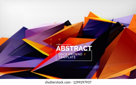 3d formas triangulares geométricas de fondo abstracto, composición de triángulos de color sobre fondo gris, fondo de pantalla conceptual empresarial o de alta tecnología, ilustración vectorial