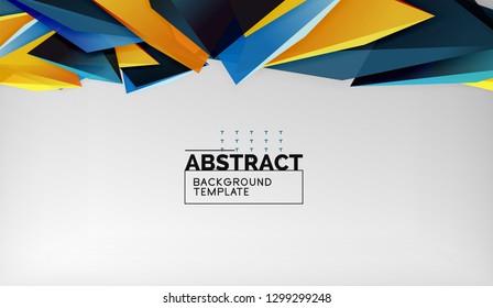 3d formas triangulares geométricas de fondo abstracto, composición de triángulos de color sobre fondo gris, fondo de pantalla conceptual empresarial o de alta tecnología, ilustración vectorial