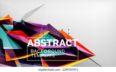 3d formas triangulares geométricas de fondo abstracto, composición de triángulos de color sobre fondo gris, fondo de pantalla conceptual empresarial o de alta tecnología, ilustración vectorial
