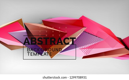 3d formas triangulares geométricas de fondo abstracto, composición de triángulos de color sobre fondo gris, fondo de pantalla conceptual empresarial o de alta tecnología, ilustración vectorial