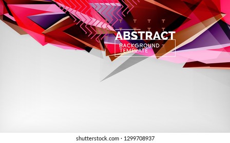 3d formas triangulares geométricas de fondo abstracto, composición de triángulos de color sobre fondo gris, fondo de pantalla conceptual empresarial o de alta tecnología, ilustración vectorial