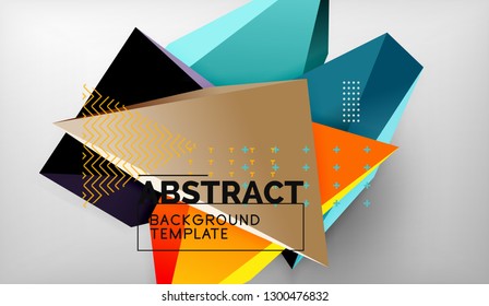 3d formas triangulares geométricas fundo abstrato, cor triângulos composição em fundo cinza, negócios ou alta tecnologia papel de parede conceitual, ilustração vetorial